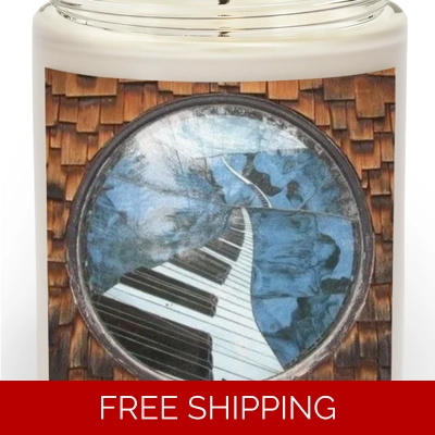 Custom Scented Candle Piano Window logo